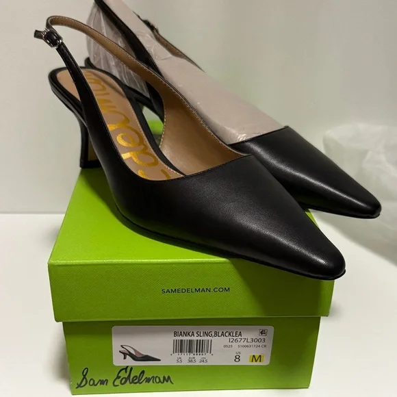 Sam Edelman Black Pointed Slingback Heels - Picture 1 of 1